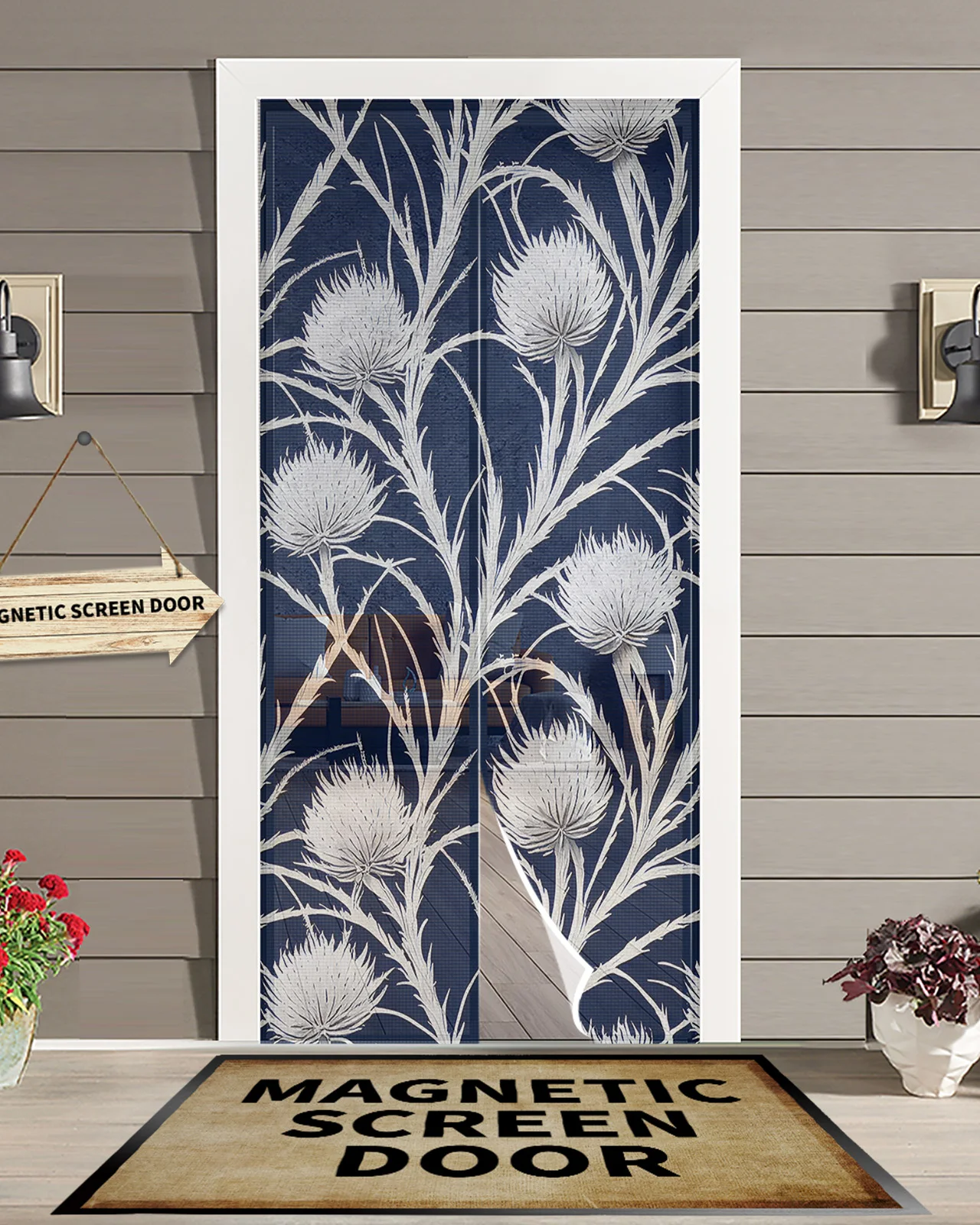 

Epiphyllum Texture Summer Magnetic Screen Door Curtain Anti Mosquito Net Insect Fly Bug Kitchen Curtains