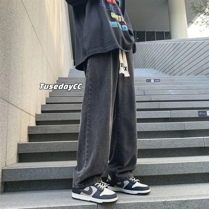 

Y2K Streetwear Hip Hop Vintage Korean Fashion Boyfriend Jeans For Trousers Women Denim Wide-legged Baggy Pants Women's Bottoms