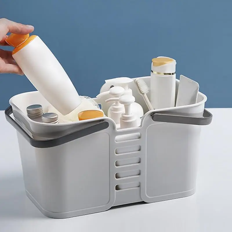 Heavy Duty Shower Baskets With Handle Plastic Hollow Storage Organizer Tote For Storage Shopping Picnic For Bathroom Kitchen
