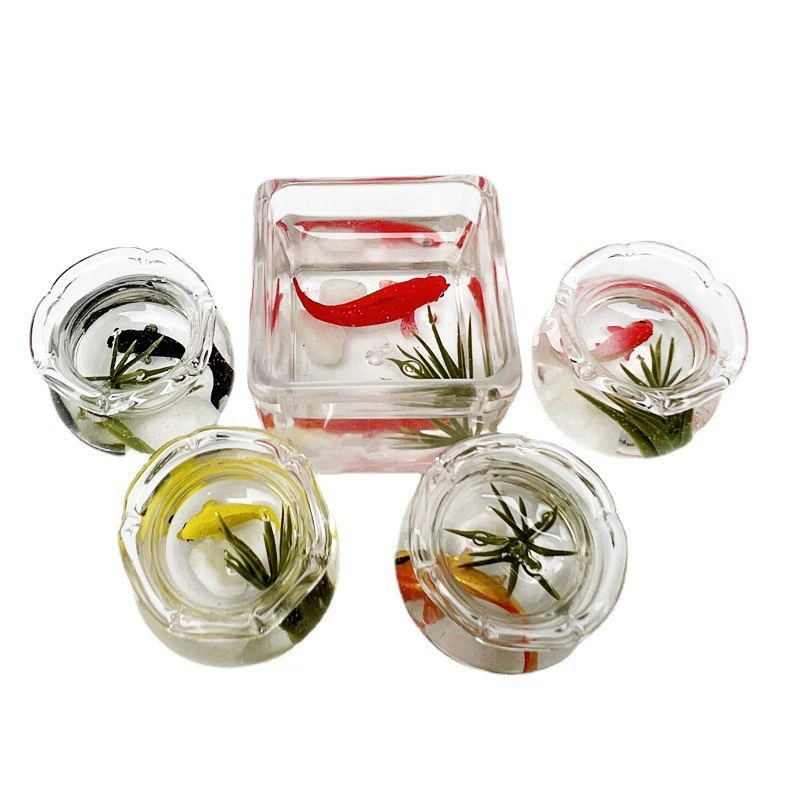 1:12 Miniature Model Mini Fish Tank Bowl Simulation Aquarium Scene Model For Home Desktop Ornament Dollhouse Toys Decoration 2