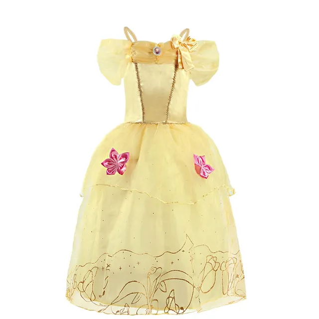Girl Belle Princess Dress Kids Beauty and The Beast Costume Girl Baby Christmas Princess Birthday Party Fancy Dress 2-10 Years Belle dress B
