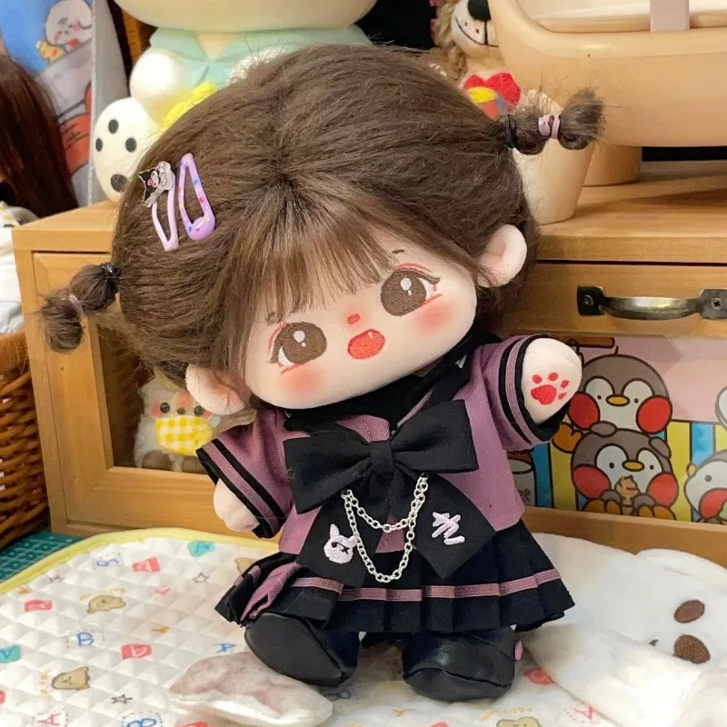 20cm baby clothes dark purple school uniform set cotton doll clothes three piece set doll doll doll changing 2