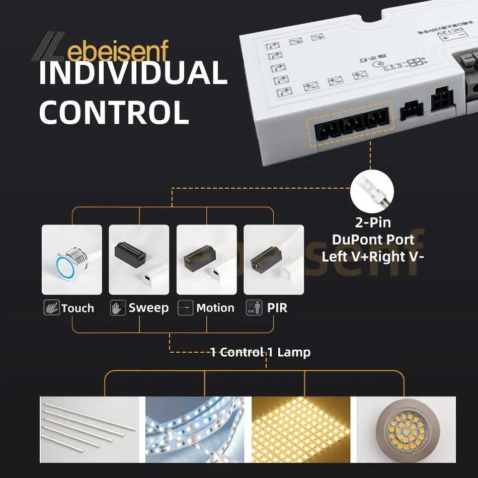 LED 캐비닛 라이트 스트립 라이트 변압기 DC 12V 24V 조명 전원 공급 장치 듀폰 포트 드라이버 24W 36W 60W 100W EU/US 플러그 케이블
