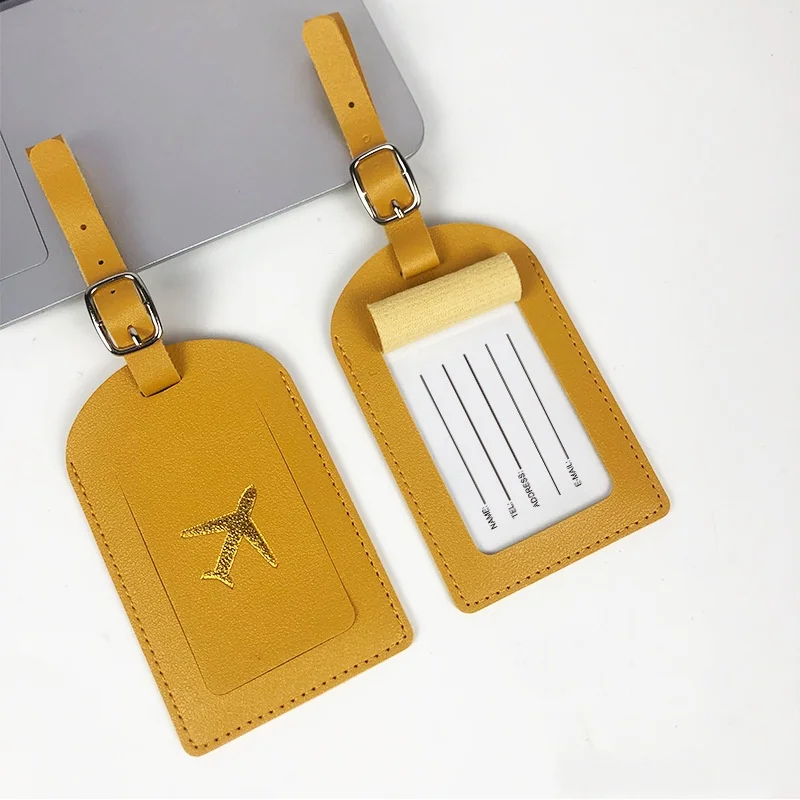 PU Leather Luggage Tag Fashion Candy Dopamine Color Scheme Stamping Airplane Signature Paper Aircraft