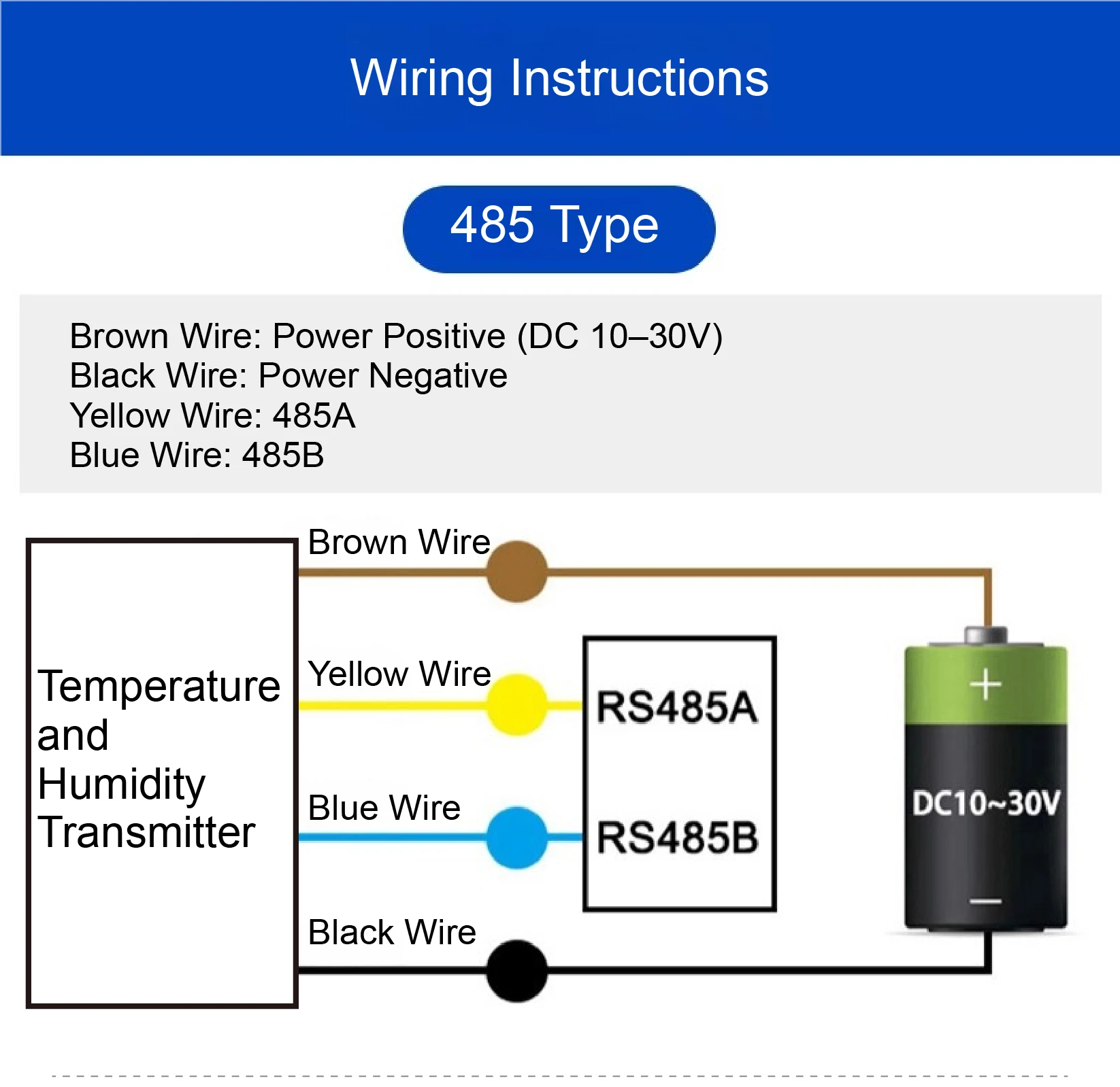 Wall-mounted RS485 Temperature and Humidity Transmitter High Precision Sensor Analog Output External Probe