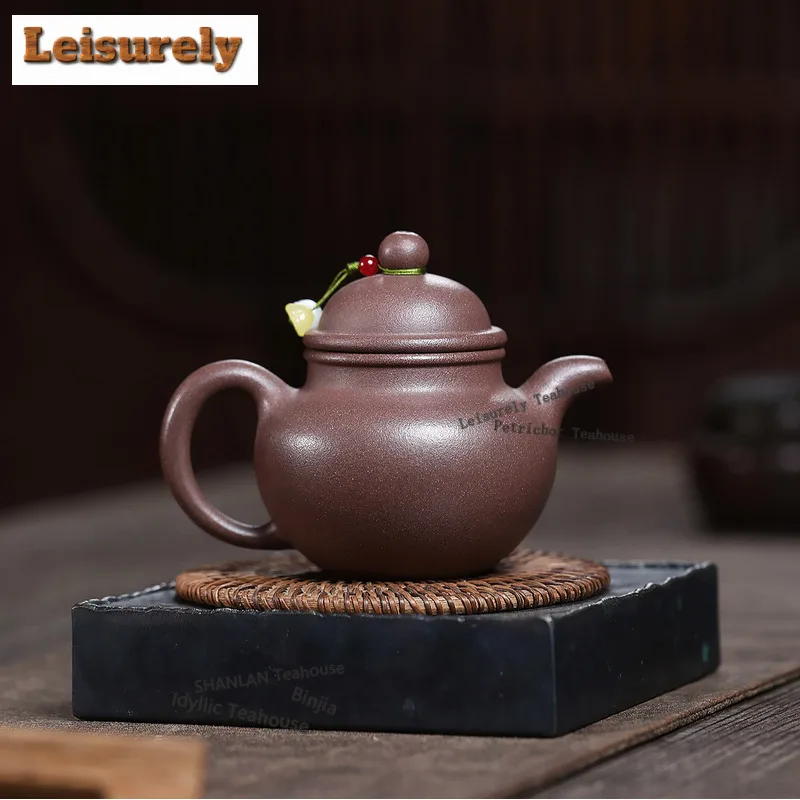 210ml Creative Yixing Purple Clay Teapots Handmade Duōqíu Pot Raw Ore Peach Blossom Mud Tea Maker Kettle Zisha Tea Set Cafes