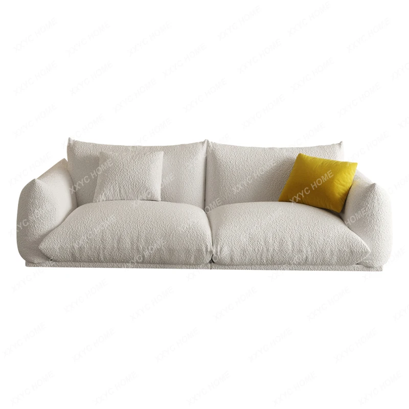 

Cream Style Fabric Sofa Living Room Japanese Style Straight-Row Bread Lambswool Small Apartment Simple Modern