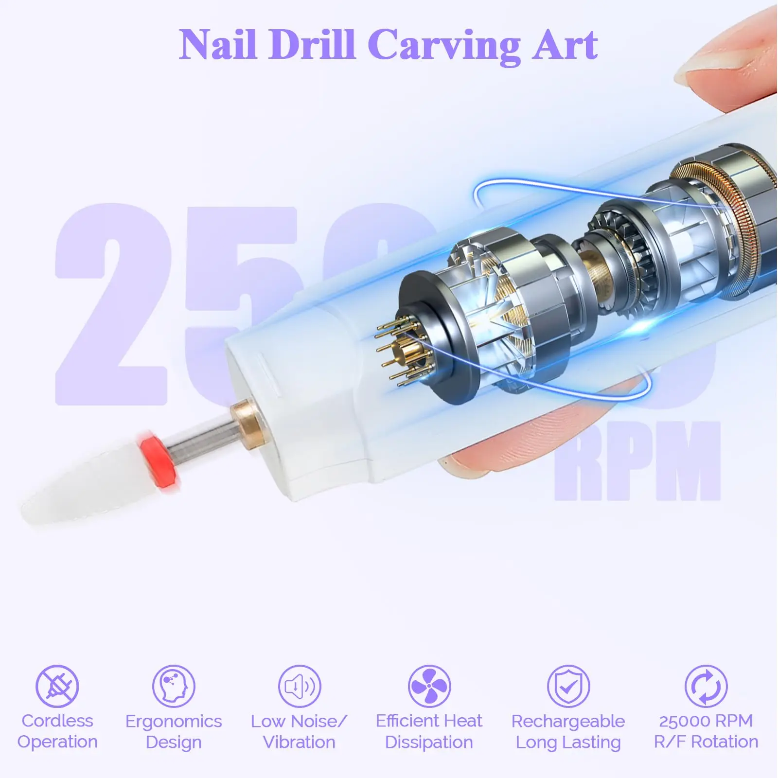 Electric Nail Polisher Drill Bits Professional Nails Grinding Polishing Dead Skin Removal Art Sanding File Pen Manicure Machine 2