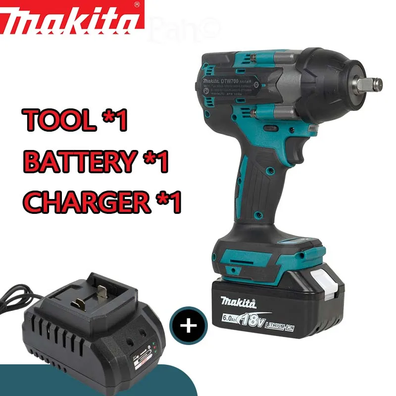 Makita high torque lithium power tool DTW700 rechargeable 18V brushless electric impact wrench 700N M-torque high-speed motor 5