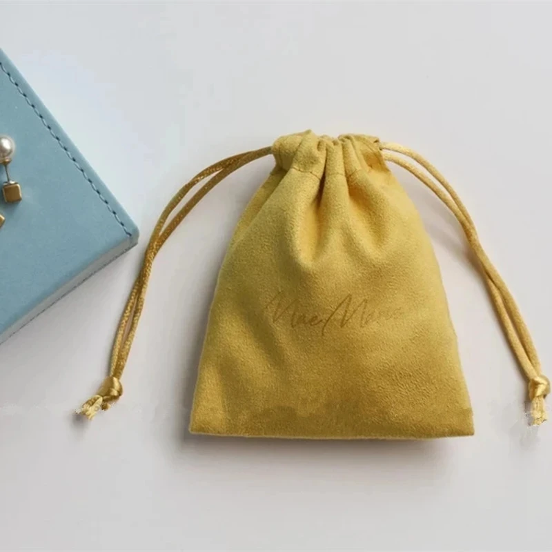 50 jewelry packaging bags personalized logo print drawstring bags custom pouches chic wedding favor bags Yellow flannel bags 10pcs lot custom drawstring bags jewelry packaging bags pouches chic wedding favor bags flannel velvet