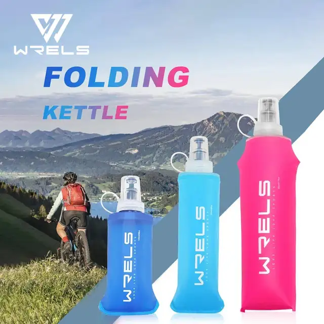 1pc150ml/250ml/500ml extérieur pliable Silicone morsure taille bouteille d'eau en cours d'exécution Camping randonnée voyage bouteille d'eau pratique