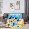 Cartoon Cute B-Bluey-S Dog Blanket Soft Plush Nap Sofa rug for Living Room Warm Office Bedroom Birthday Home Travel Kid Gifts 4
