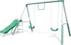 Amazon Exclusive My First Metal Outdoor Kids Swing Set with Slide, Green/White 6