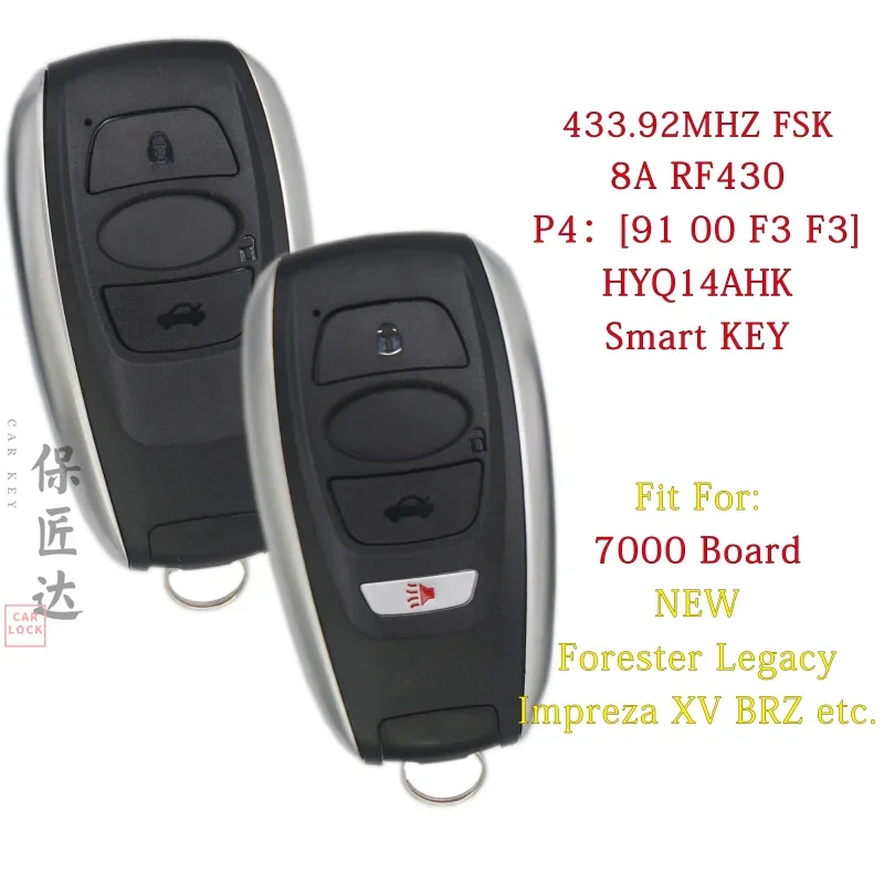 

BaoJiangDd remote key Fit For For Subaru Forester Legacy Impreza XV BRZ 433.92MHz 8A keyless Remote key HYQ14AHK 7000 Board