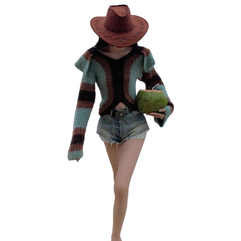 

Versatile V Neck Long Sleeve Button Front Cardigan Spring Autumn Tops Suitable for Various Outings