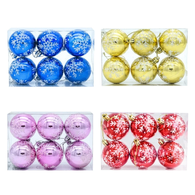 

6pcs 6cm Christmas Balls Pendants for Christmas Tree Decorations Hanging Baubles Ornaments Wedding Party 2023 New Year 270F