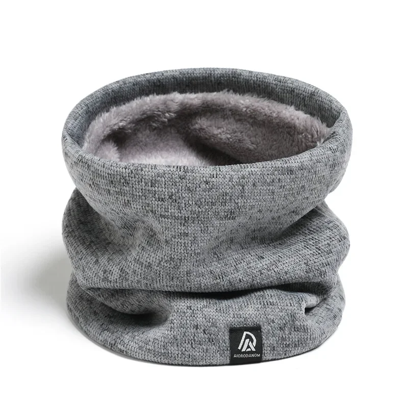 Unisex Solid Cashmere Plush Warm Winter Ring Scarf Women Men Knitted Full Face Mask Snood Neck Scarves Bufanda Thick Muffler