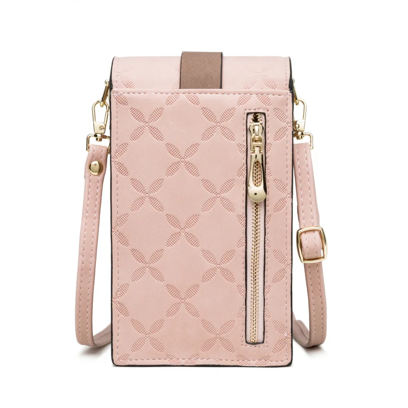 Vintage Plaid Buckle Vertical Single Shoulder Phone Bag for Women Buckle Crossbody Bag