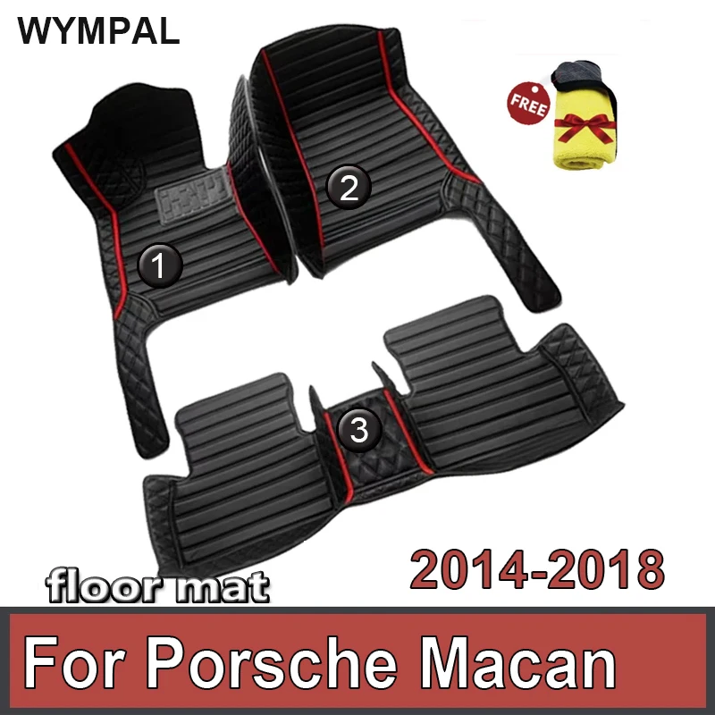 

Car Floor Mats For Porsche Macan 95B 2018 2017 2016 2015 2014 Leather Car Mats Full Set Tapis Voiture Car Accessories Interior
