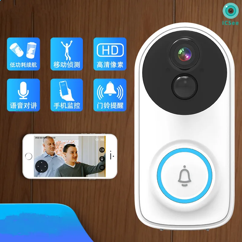 2mp-1080p-icsee-app-battery-power-wire-free-wifi-ip-doorbell-intercom-video-door-phone-visual-doorviewer-peephole-viewer-chime