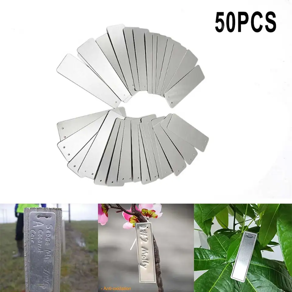 100 Stuks Metalen Plantlabels Dubbelzijdig Schrijven op Metalen Labels Aluminium Planttags Boomidentificatietags voor Buiten Tuinieren