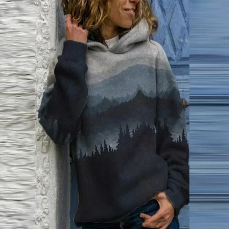 2023 New Fashion Big Size Printed Pullover Long Sleeve Sweatshirt Top Hoodie Coat Hoodie Ladies Clothes Ladies