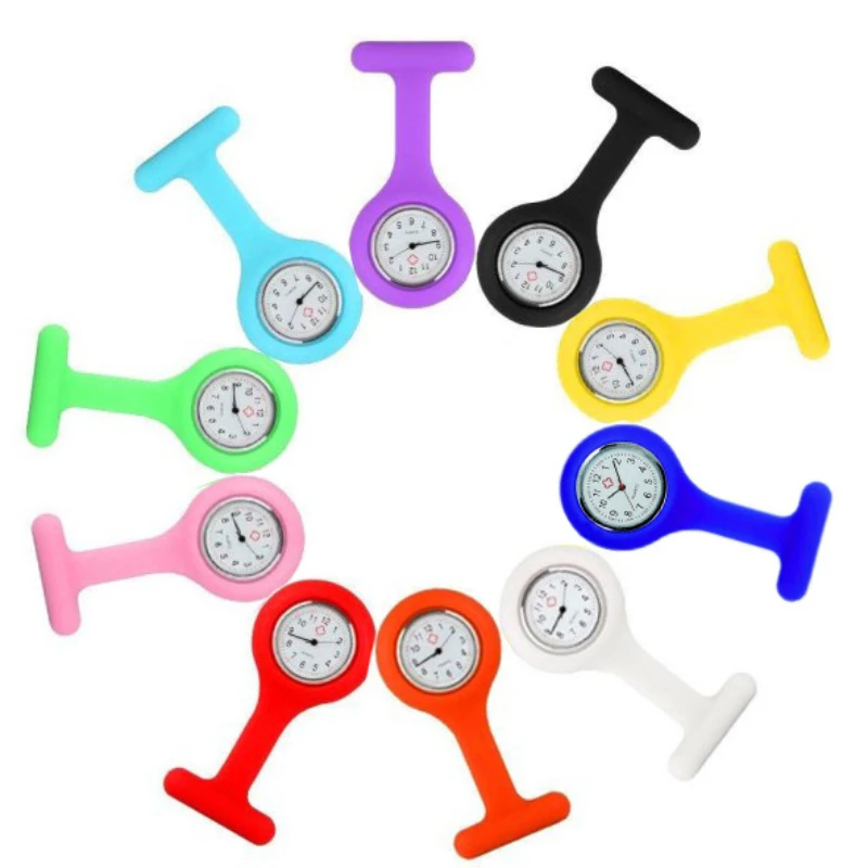 

1pc New Minimalist Silicone Nurse Watch Women Men Pocket Clip-on Heart Pendant Hang Quartz Hands Clock for Watches Doctor Nurse