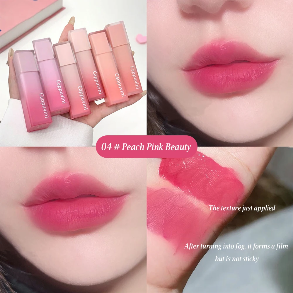 Cappuvini Nude Water Mist Lip Glaze Matte Velvet White Lip Gloss Long-lasting Lipstick 4