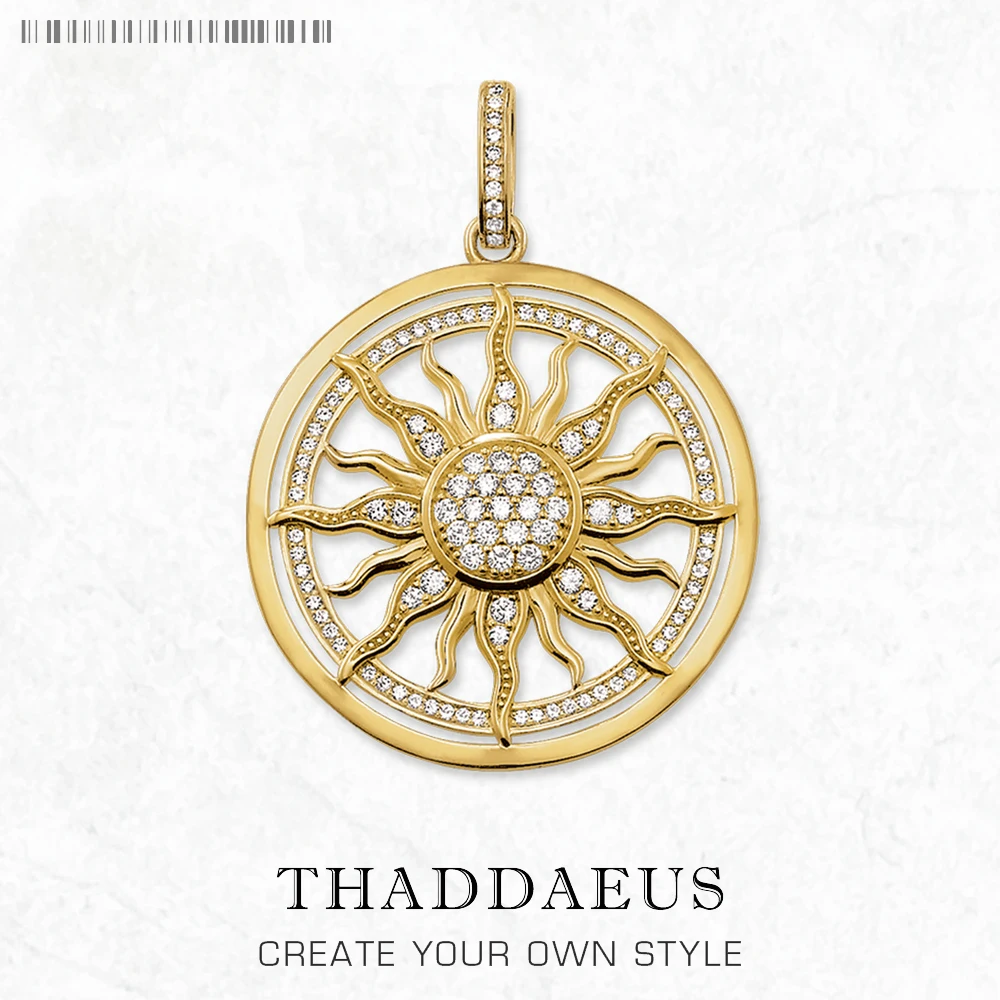 Pendant Gold Color Amulet Sun,Fashion Glam 925 Sterling Silver Jewelry Europe Accessories Gift For Men Woman pendant necklace