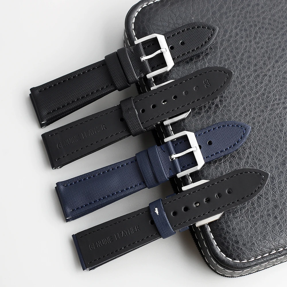 Cinturino Per Orologio In Pelle Bovina 18Mm 20Mm 22Mm Per Tudor Black Shield Breitling Tissot Starfish Cinturino Per Orologio In Tessuto Di Tela Oxfor