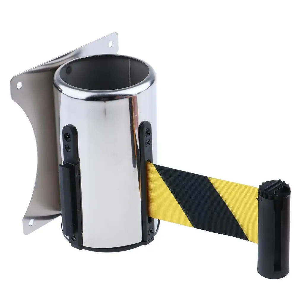 Stanchion Queue Barrier Wall Mount Crowd Control Retractable Ribbon