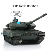 Gift Heng Long 1/16 Green 7.0 Plastic Leopard2A6 RC Tank 3889  360 Turret Rotating Smoke Effect Military Boy Toys TH17598-SMT7 1