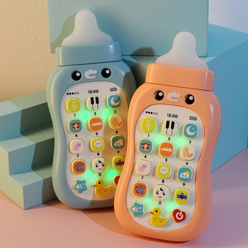 

New Intelligent Education Cell Phone Musical Bottle Toy, Baby Nibble Pacifier Simulation Bottle for 1+ Years Old Boys Girls