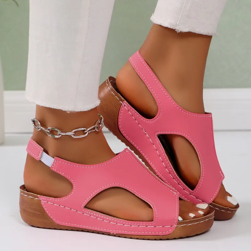 

Женские сандалии на танкетке, модные удобные повседневные босоножки в европейском и американском стиле, большие размеры, лето 2024