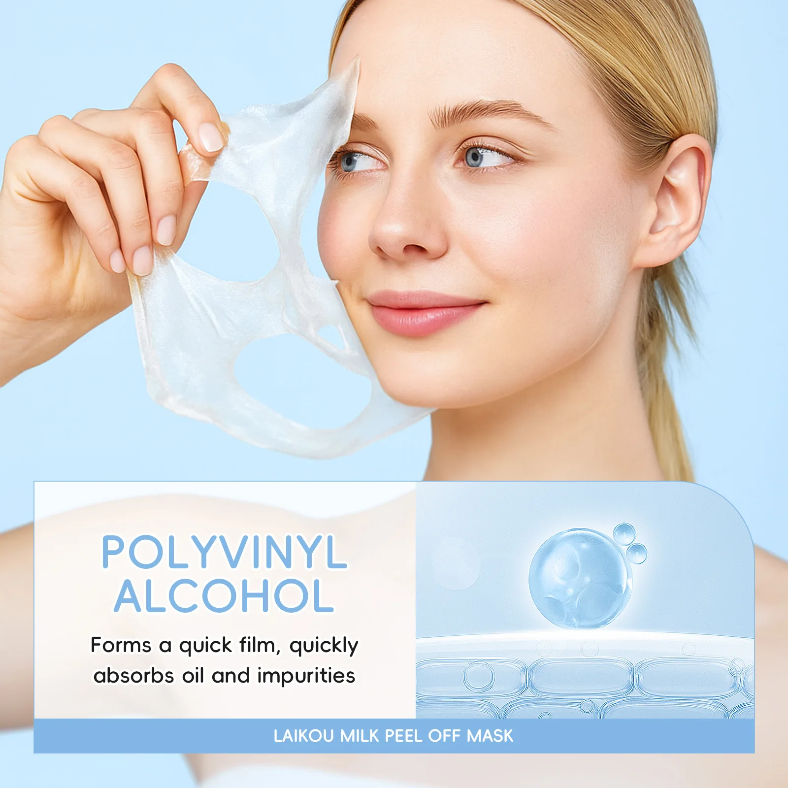 LAIKOU Milk Peel-Off Mask for Facial Treatment Deep Cleansing Blackhead Removal Pore Tightening Brightening