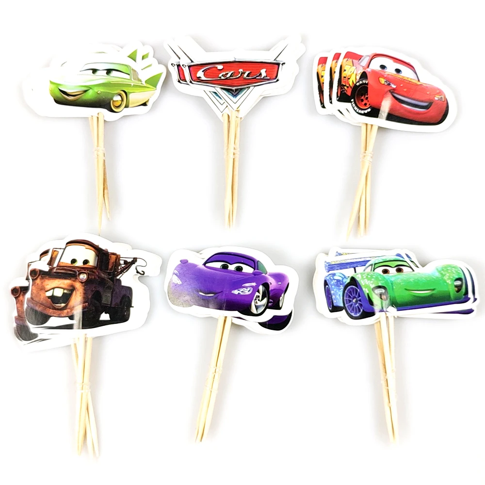 

24pcs/lot Cars Theme Cake Decorations Cake Topper Kids Girls Boys Birthday Party Supplies Baby Shower Gift Cupcake Picks