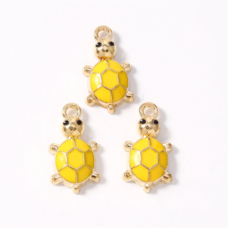 10 Stück 10x18mm Cartoon-Tier-Anhänger, Emaille-Schildkröten-Anhänger für Schmuckherstellung, Halsketten, Ohrringe, DIY-Bastelzubehör – Detail 5