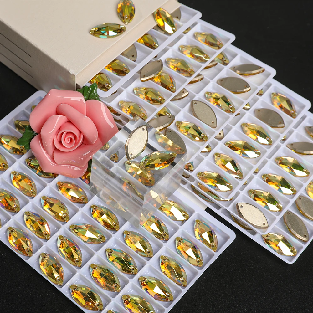 VC K9 Navette 10pcs 최고 품질 유리 라인 석 크리스탈 플랫 백 봉제 Strass 스톤 의류 웨딩 드레스 아플리케