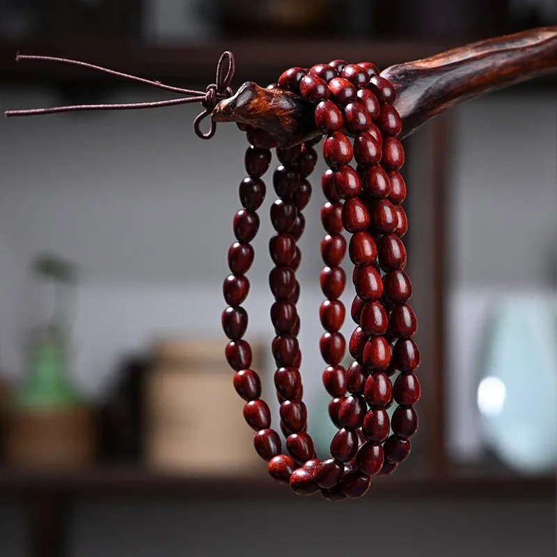 Indian Sandalwood Rosewood 6mmx8mm Necklace Bracelet 99 Beads 108 Beads Precious Wooden Bead Bracelet Yoga Zen