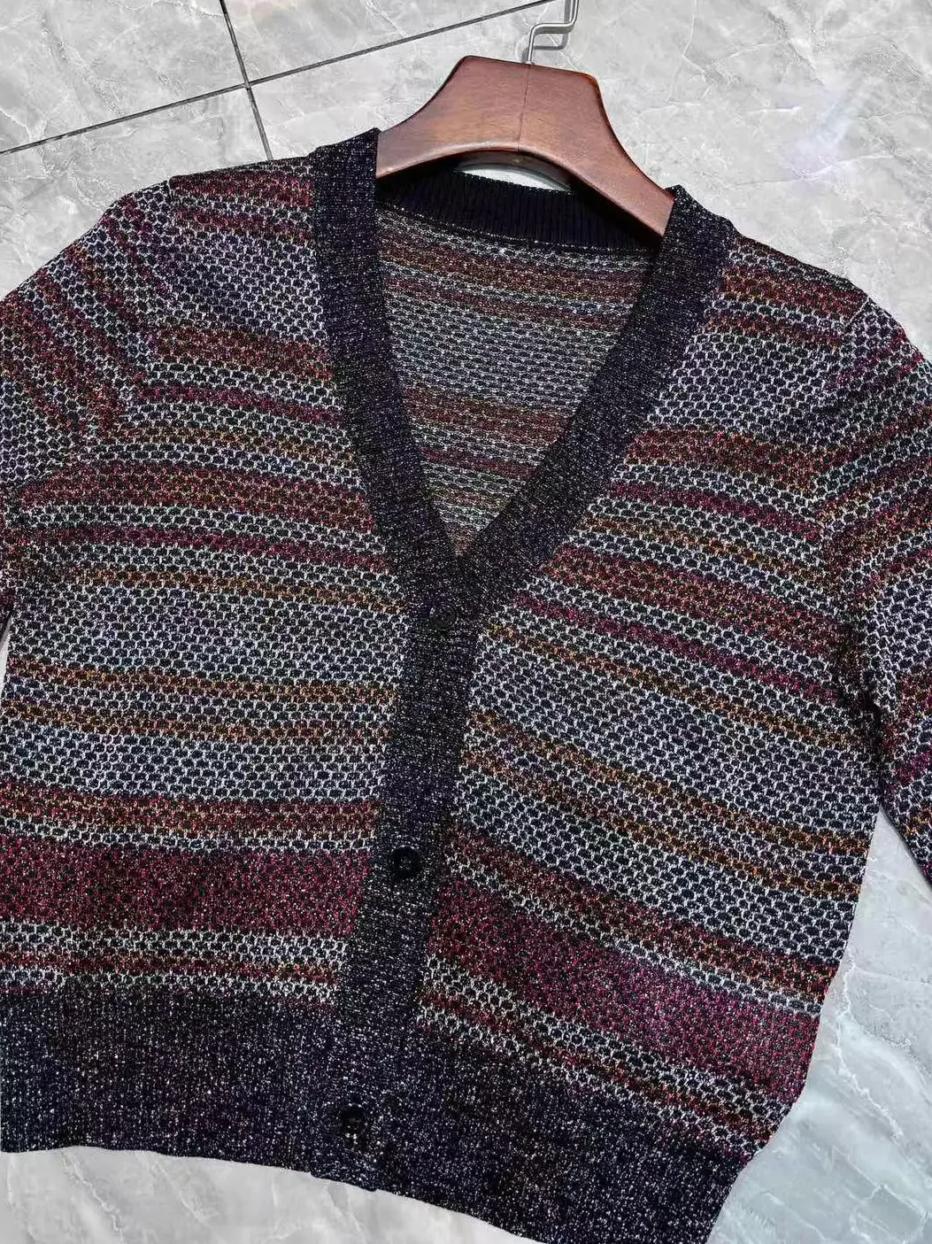 Striped Women's Knitted Cardigan Spring Single Breasted V-Neck Long Sleeve Fashion Ladies Sweater 3