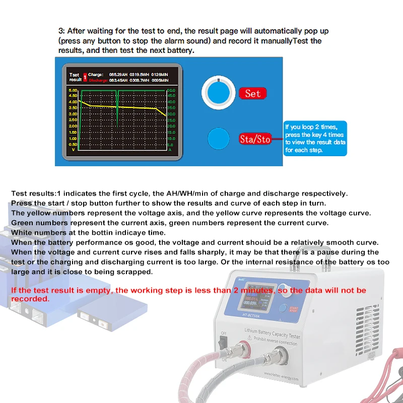 HT-BCT50A Lithium Battery Capacity Tester 0.3-5V 0.5-50A Charge Discharge Tester for LFP NCM LTO Single Cell 1~2000Ah Capacity Analyzer