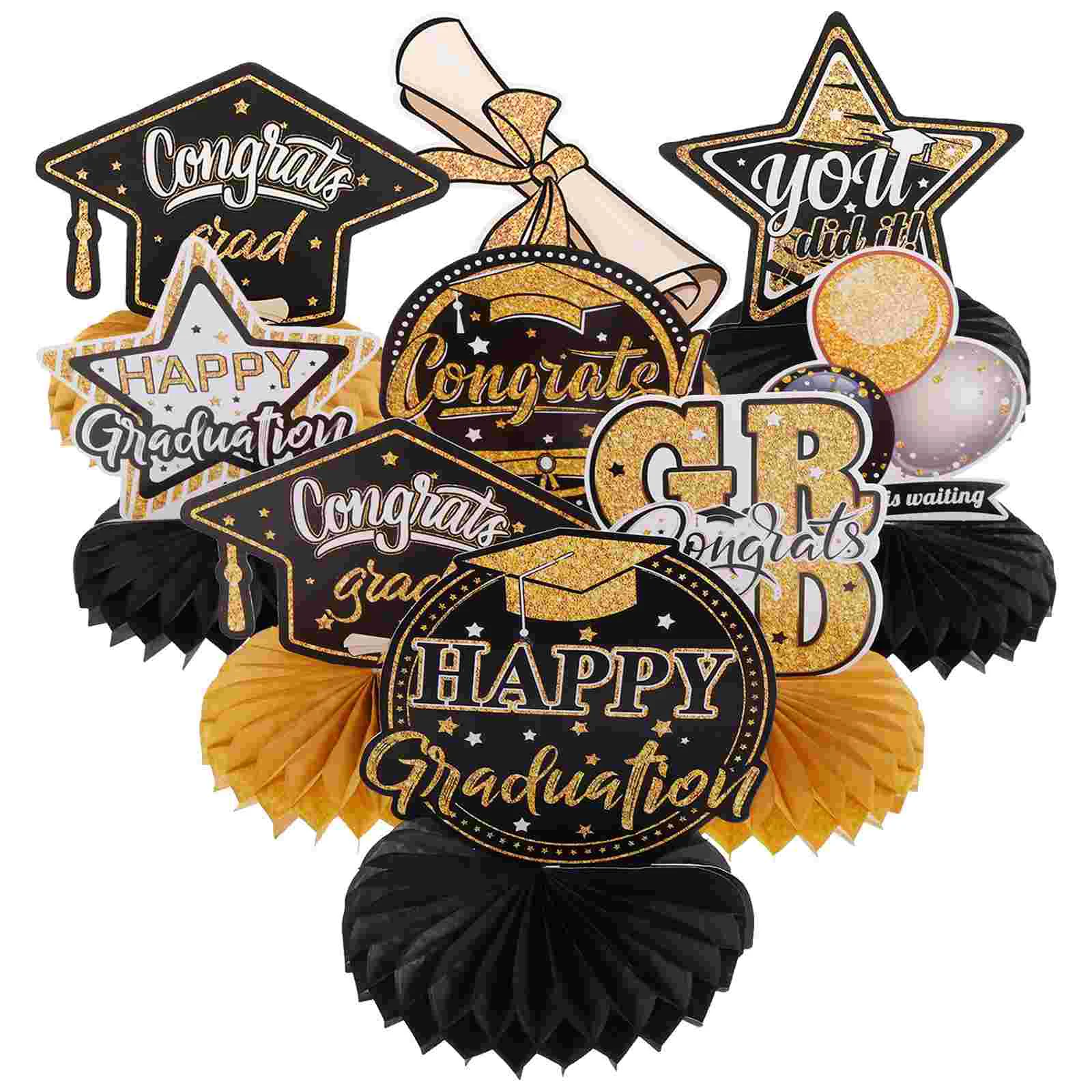 

9 Pcs Graduation Honeycomb Ornament Supply Ball Party Favor Class of 2023 Decorations Paper Balls Favors