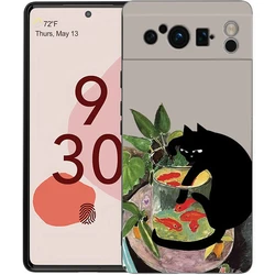 Charming Cat Design Soft TPU Bumper Phone Case - Black Cover - Pixel 8 Pro (A7)