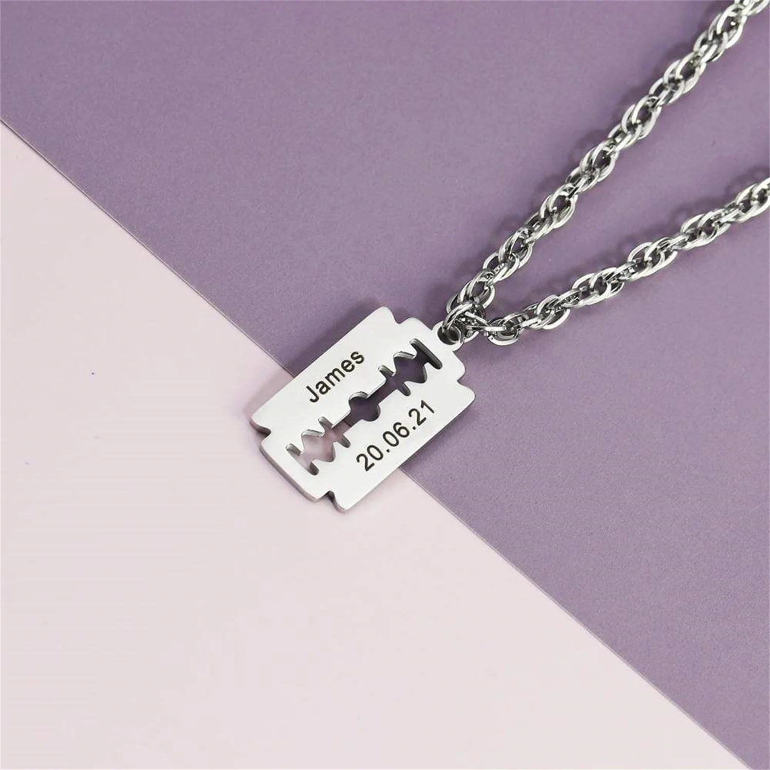 emo razor blade necklace