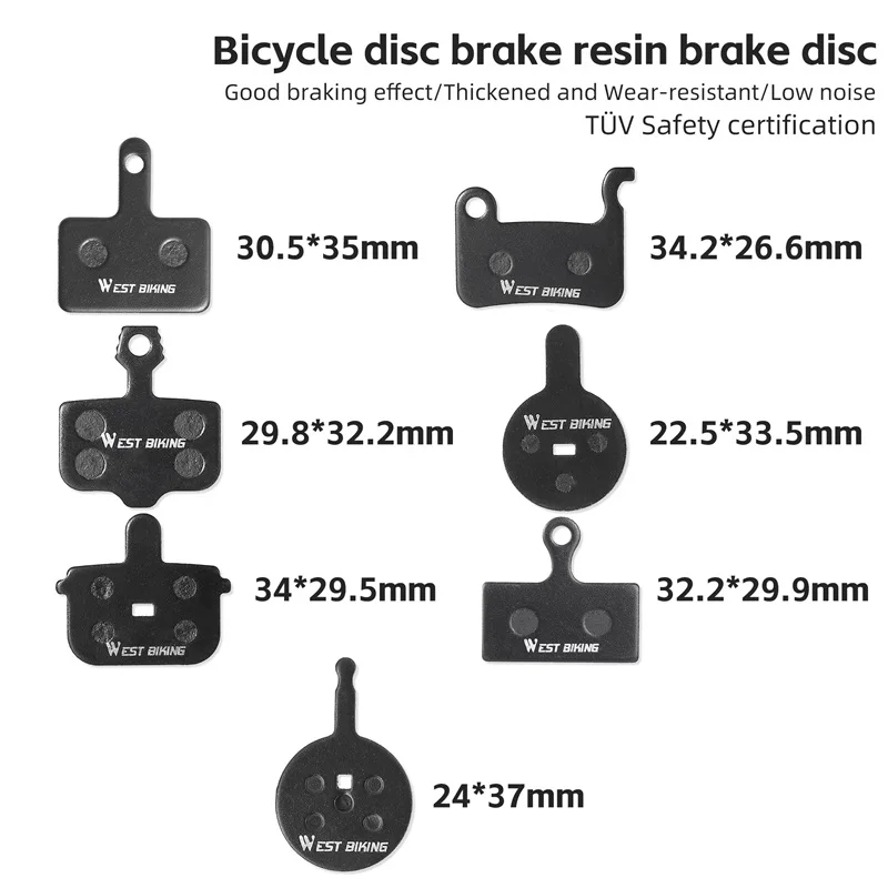 WEST BIKING Pair Bicycle Resin Semimetal Disc Brake Pads for