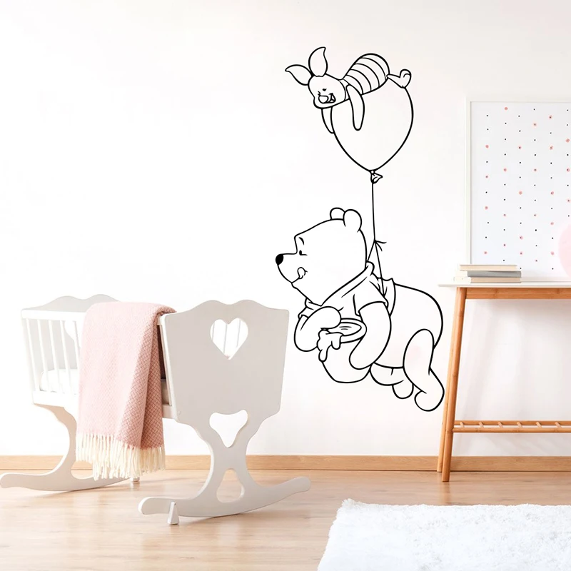 Мультяшный Винни-Пух поросят воздушный шар Виниловая наклейка на стену детская