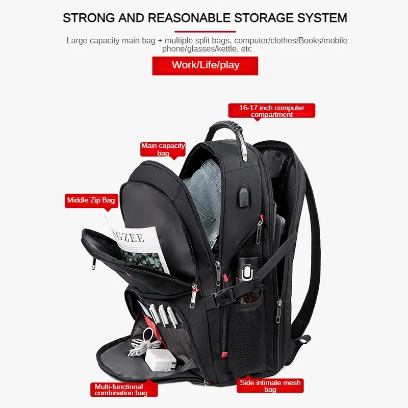 Customized large capacity 50L outdoor travel waterproof backpack for men's business office backpack with company logo 4