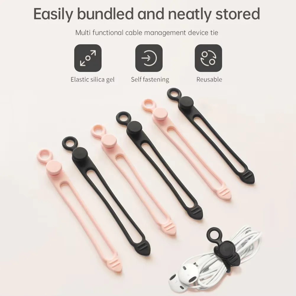 10件套 Silicone Cable Tie Set Elastic Reusable for cable organizer