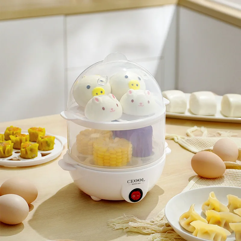 220V Electric Egg Steamer 2 Layers Automatic Food Steaming Cooker Home Multifunctional Egg Boiler For Breakfast 5
