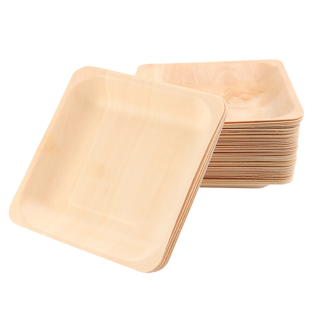 50PCS Disposable Wooden Plate Square Tableware Party Plates for Wedding Restaurant Picnic Birthday Disposable Tableware